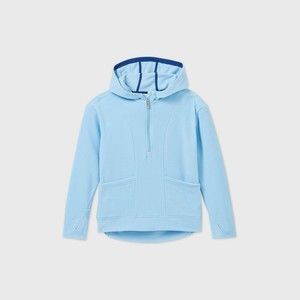 All In Motion Girls' Fleece 1/4 Zip Sweatshirt New Blue Soft Sweater Top M